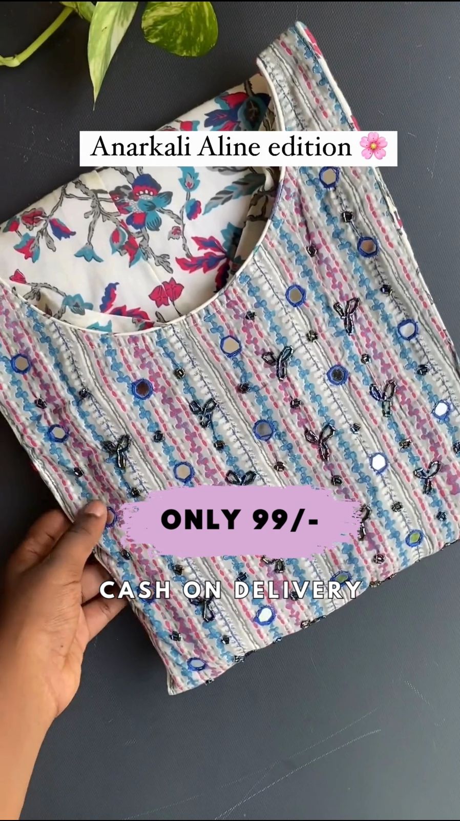 Cotton Festival Multicolor Handwork Kurta