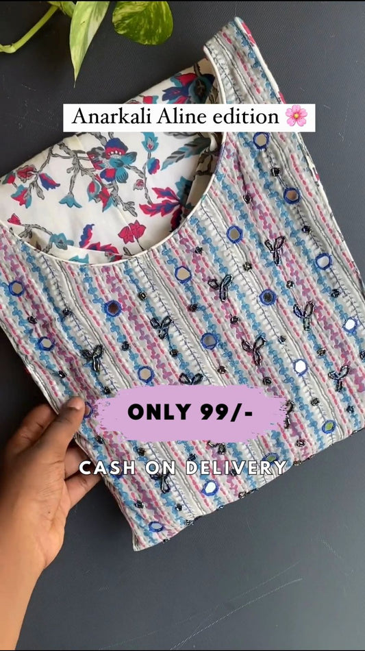 Cotton Festival Multicolor Handwork Kurta