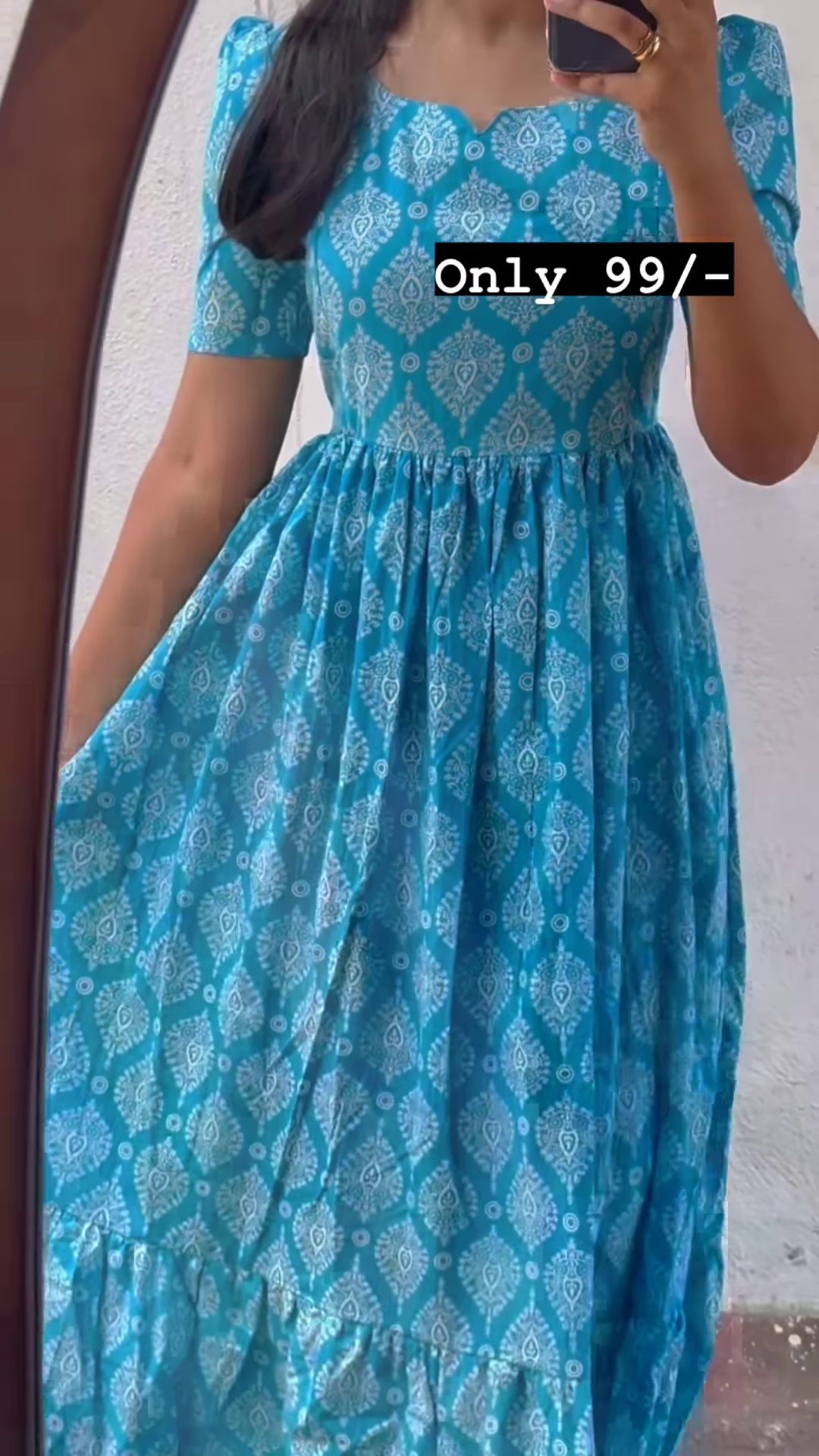 Blue Color Cotton Dress For Summer