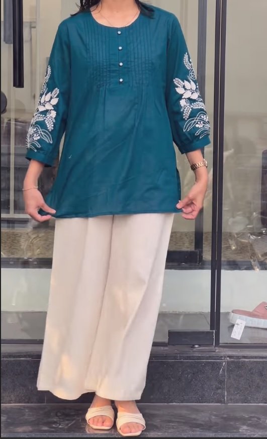 cotton tunic with cotton plazo - Image 4