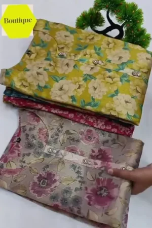Women Floral Print Cotton Silk Kurta Set (Multicolor)