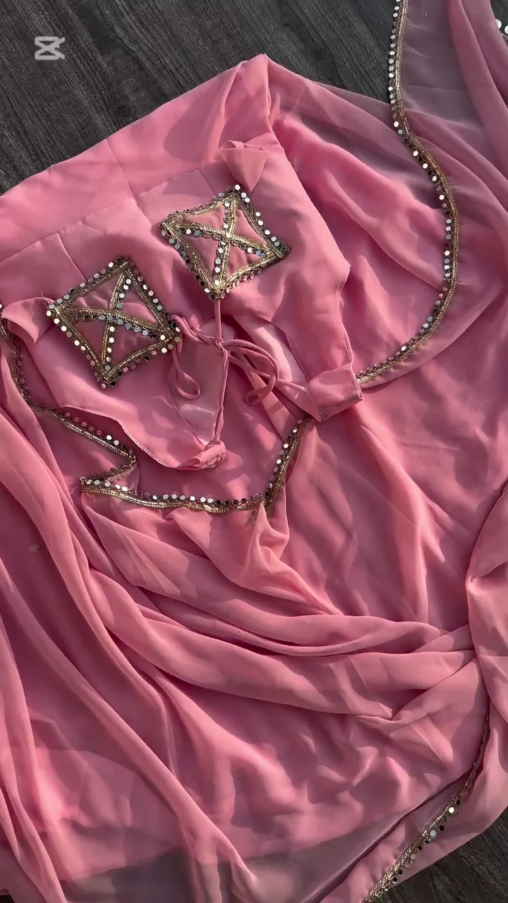 Trendy Women’s Georgette Embroidered Anarkali Sleeveless Morni Gown and Dupatta with Elegant Design - Image 4